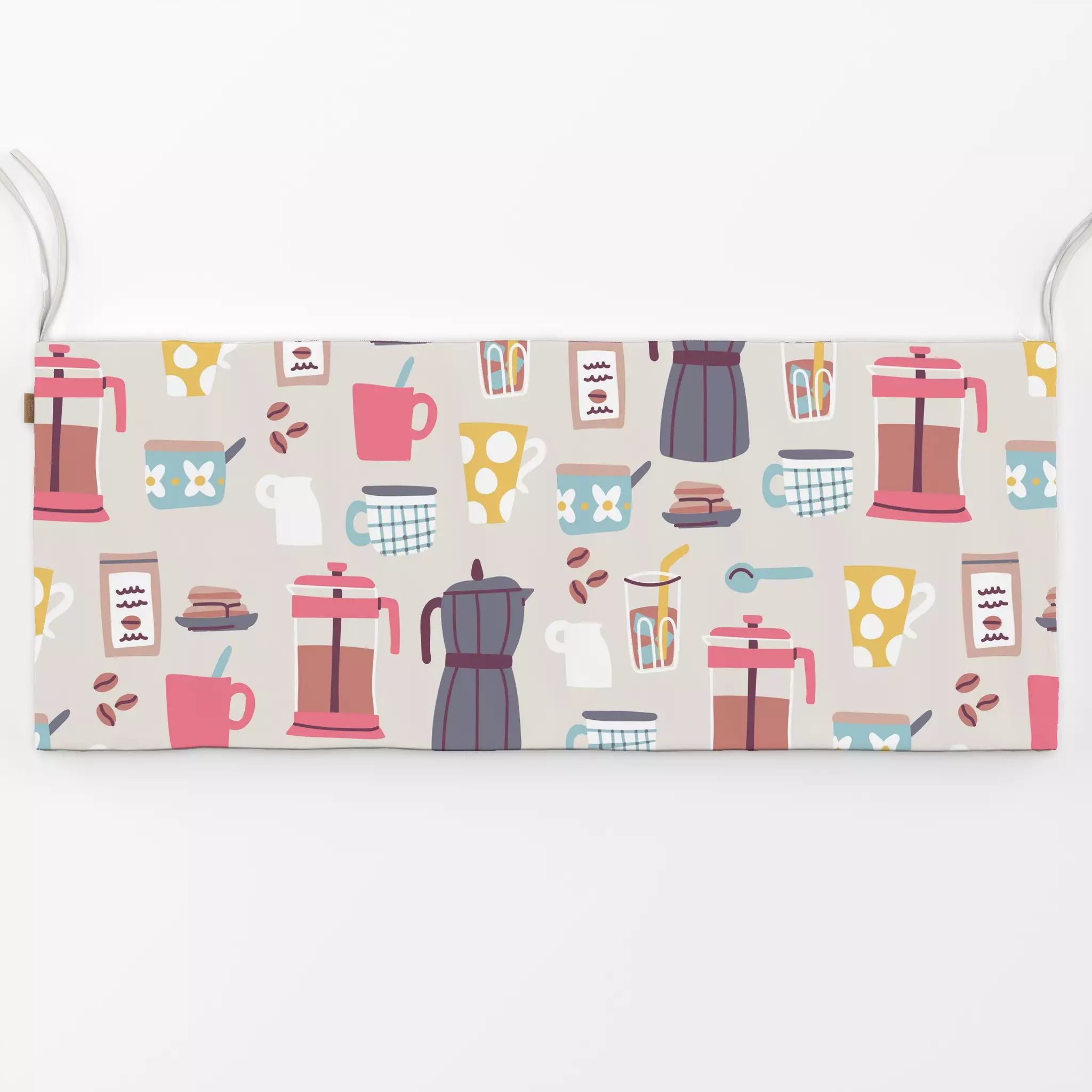 Bankauflage It's Coffee O'Clock - Küche, Essen & Trinken - von „Sara Maese"; Kaffee, pattern, Coffee, coffeelover, mug