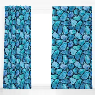 Dekovorhang Strandglas Doodles Blau