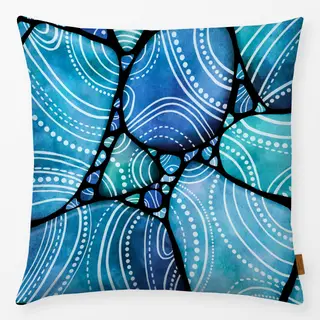 Kissen Strandglas Doodles Blau