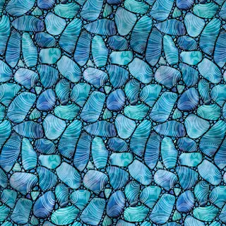 Meterware Strandglas Doodles Blau