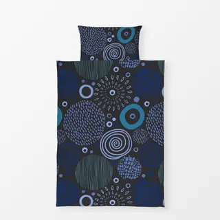 Bettwäsche Tribal Doodle Marks blue