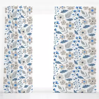Dekovorhang Scandi Flowers blue