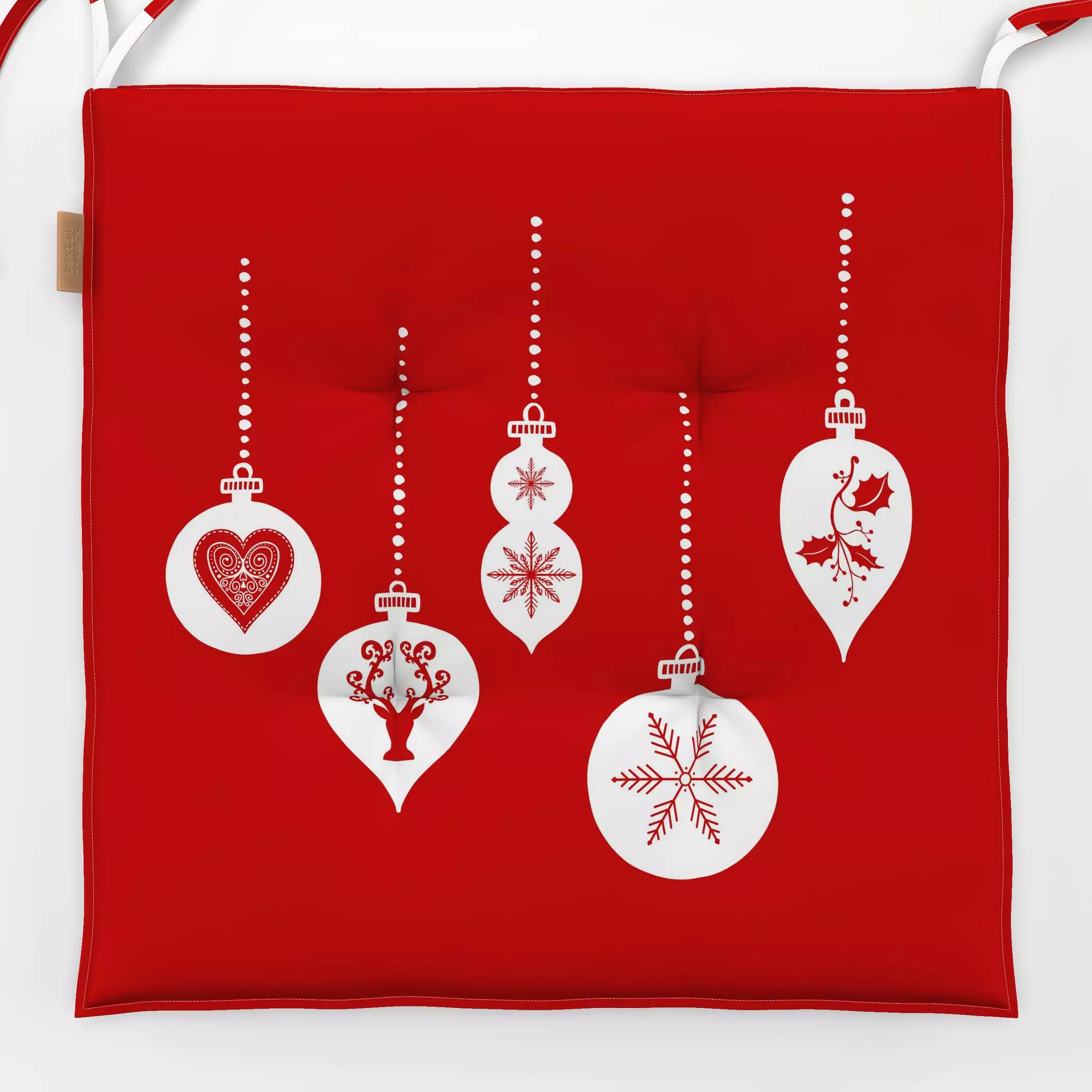 Sitzkissen Scandinavian Christmas Red - Weihnachten - von „Andrea Haase"; skandinavisch, Nordisch, Ornament, Weihnachtskugel...