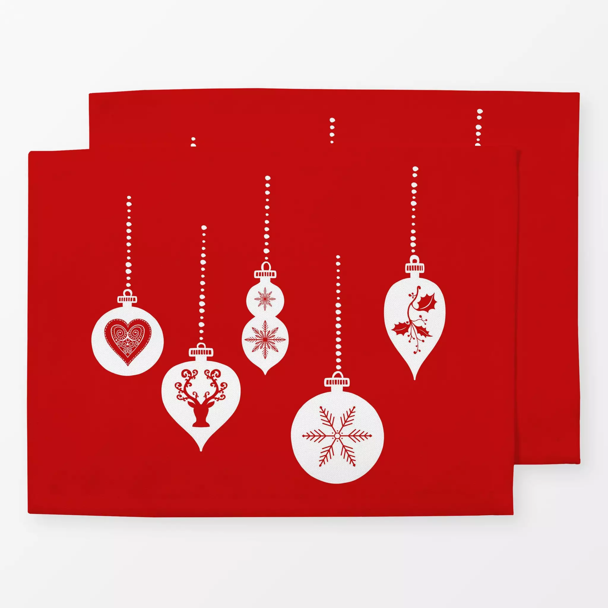 Tischset Scandinavian Christmas Red - Weihnachten - von „Andrea Haase"; skandinavisch, Nordisch, Ornament, Weihnachtskugel, ...