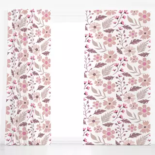 Dekovorhang Scandi Flowers pink beige