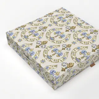 Bodenkissen Hufeisen Ornament Blau Beige