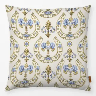 Kissen Hufeisen Ornament Blau Beige