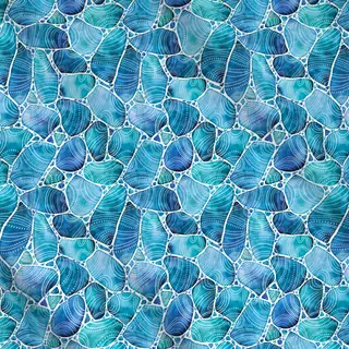 Meterware Strandglas Doodles Blau II