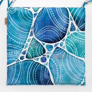 Sitzkissen Strandglas Doodles Blau II