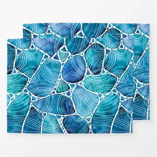 Tischset Strandglas Doodles Blau II