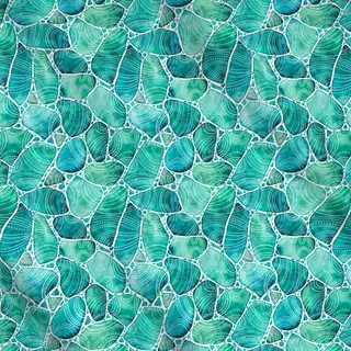 Meterware Strandglas Doodles Türkis II