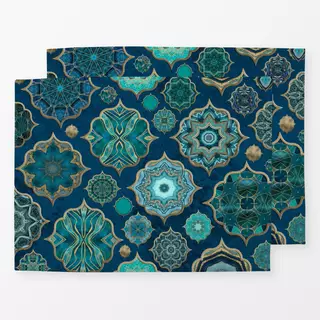 Tischset Moroccan Tiles Teal Gold