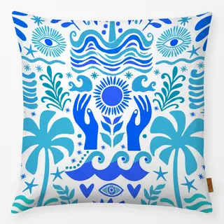 Kissen Boho Beach Teal Blue