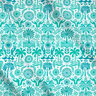 Meterware Boho Beach Türkis Weiss