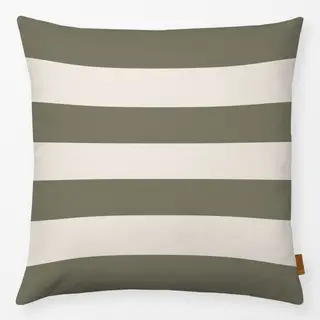 Kissen oliv-beige breite Streifen