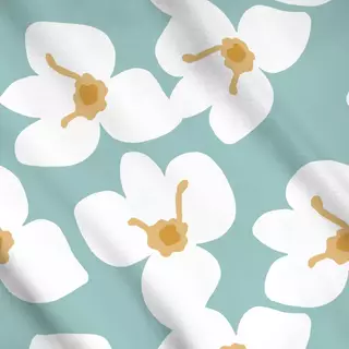 Meterware Große Blumenmuster – Türkis