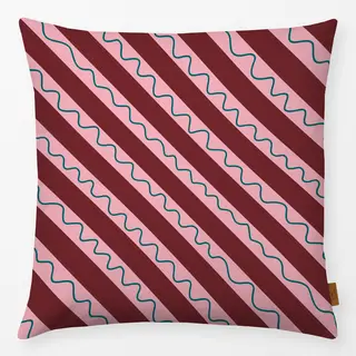 Kissen Christmas joy & love:  Streifen diagonal wellenlinie