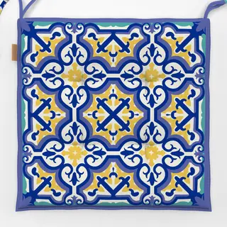 Sitzkissen Azujelo Vibes Muster blau gelb