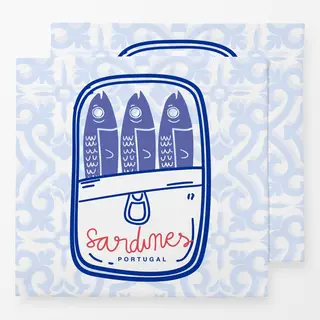 Servietten Azujelo Sardines Portugal blau