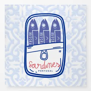 Tischdecke Azujelo Sardines Portugal blau