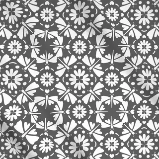 Meterware Blockprint Muster - antrazit