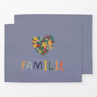 Tischset Familie Blätterherz - bleu