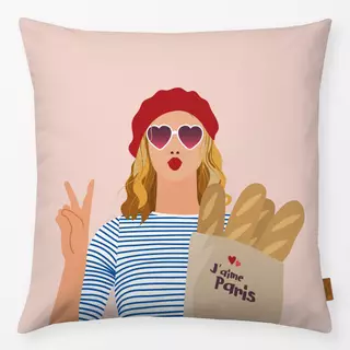 Kissen Coole Französin mit Baguette