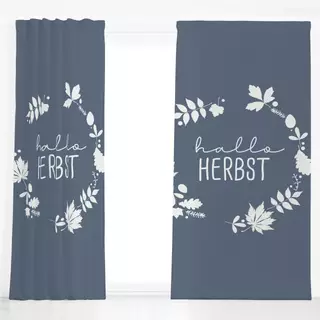 Dekovorhang Hallo Herbst - steinblau