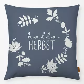 Kissen Hallo Herbst - steinblau