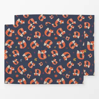 Tischset Muster Fuchs - darkblue