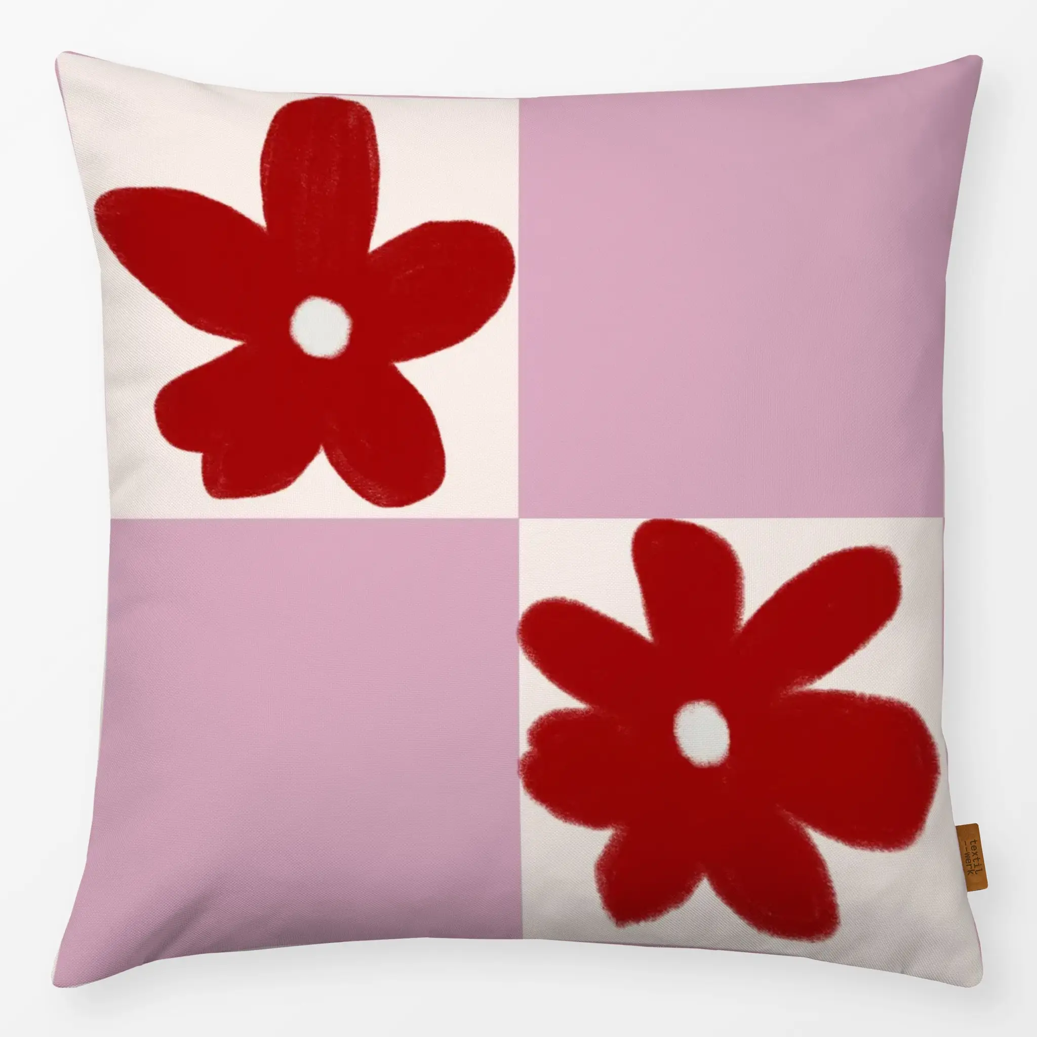 Kissen Kissen Blumen Karo Rosa