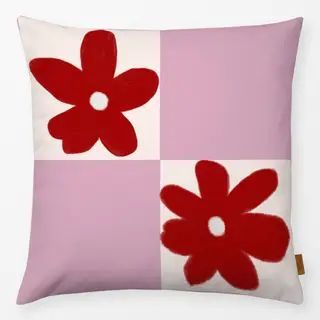 Kissen Blumen Karo Rosa