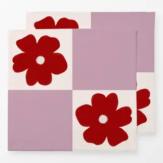 Servietten Blumen Karo Rosa