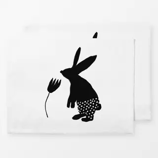 Tischset Osterhase mit Blume Weiß