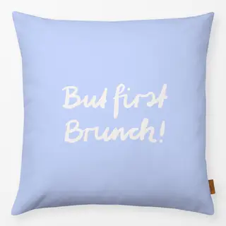 Kissen But first Brunch Blau