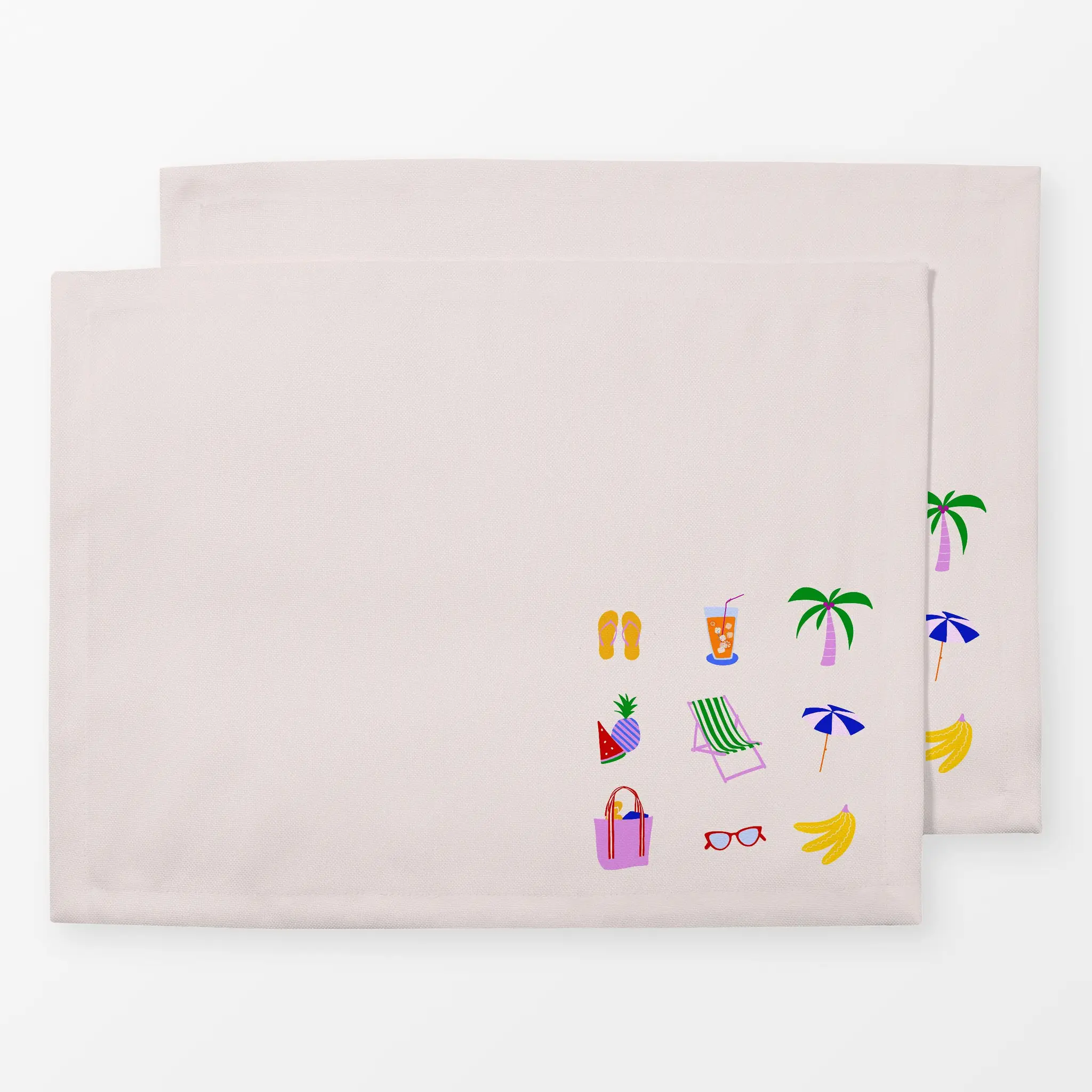 Tischset Sommer Essentials Pool Beige - Sommer - von „Sophie Augustin Illustration"; Meer, Strand, Früchte, Sommer, palme, a...
