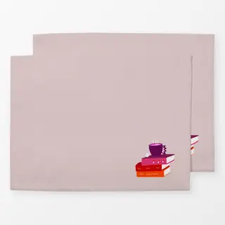 Tischset Bücherstapel mit Teetasse
