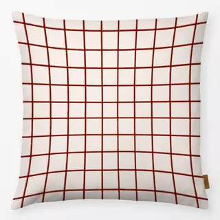 Kissen Karo Rot Beige