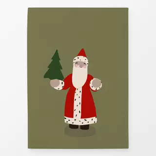 Geschirrtücher Weihnachtsmann Holzfigur Grün