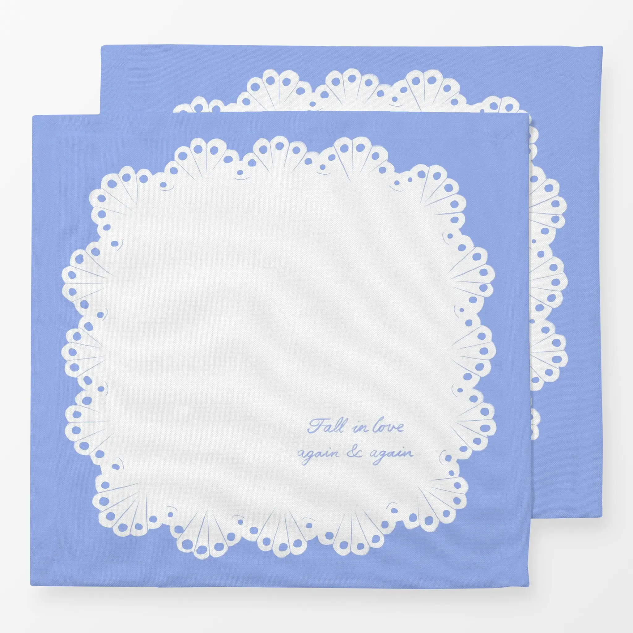 Servietten Spitzendeckchen Typo Blau - Liebe, Romantik & Pride - von „Sophie Augustin Illustration"; Love, typografie, Hands...