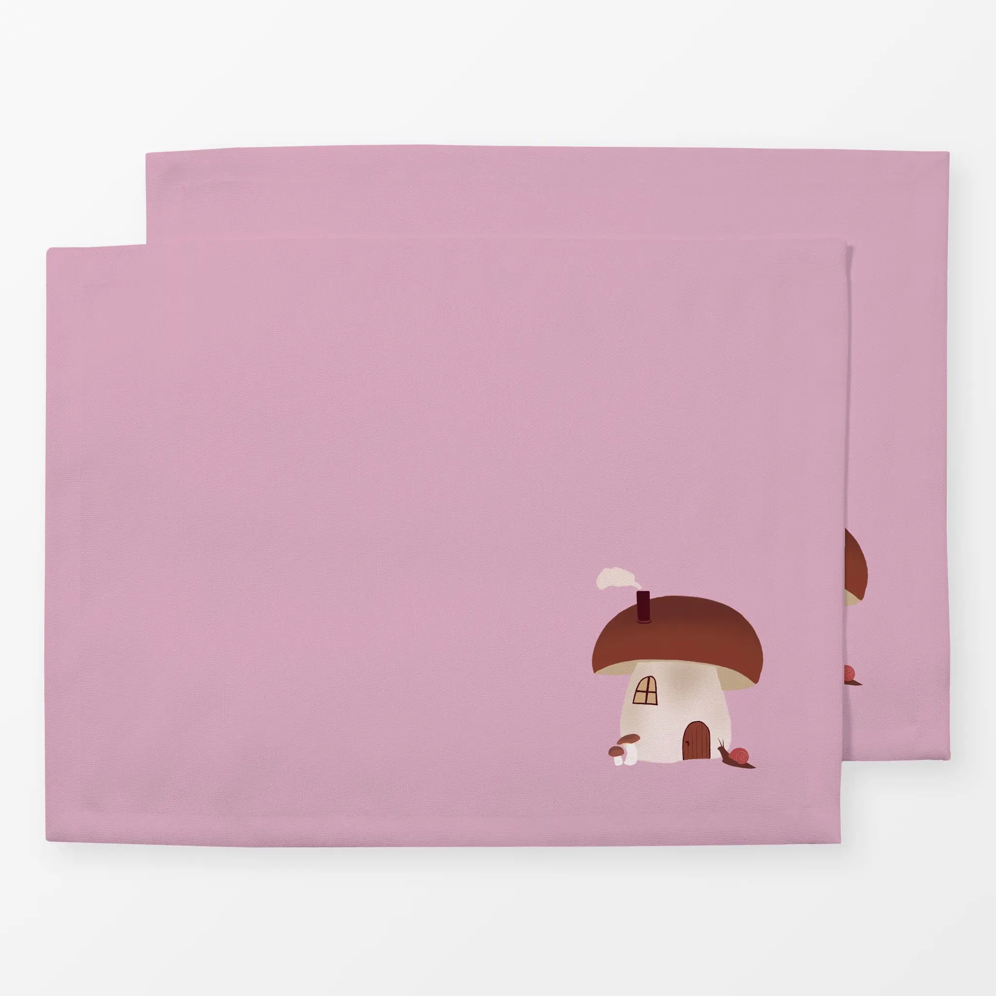 Tischset Pilz Haus Rosa - Herbst - von „Sophie Augustin Illustration"; Illustration, Cozy, Schnecke, Haus, Herbst, herbstlic...