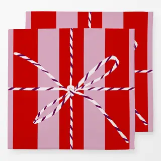 Servietten Geschenk Streifen Rot Pink Schleife