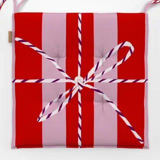 Sitzkissen Geschenk Streifen Rot Pink Schleife