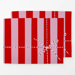 Tischset Geschenk Streifen Rot Pink Schleife