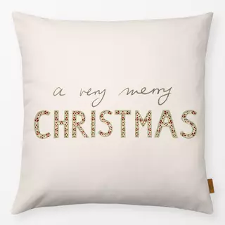 Kissen Very Merry Christmas Beige