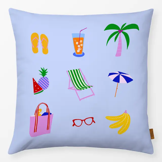 Kissen Sommer Essentials Pool Blau von Sophie Augustin Illustration
