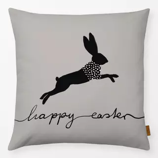 Kissen Osterhase Happy Easter Grau