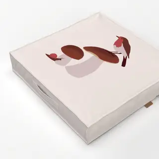 Bodenkissen Steinpilze mit Vogel Beige