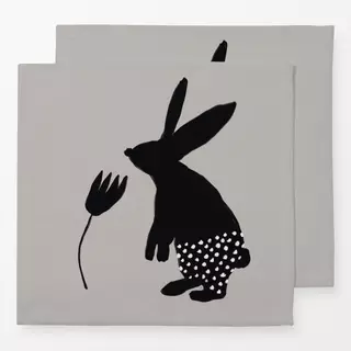 Servietten Osterhase mit Blume Hellgrau