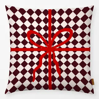 Kissen Geschenk Karo Schleife